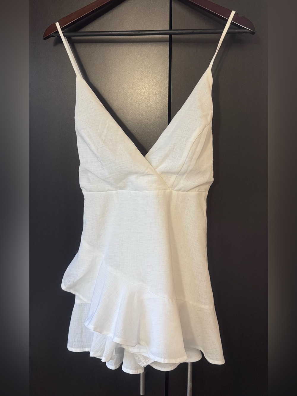 Forever 21 White Ruffle V-Neck Romper